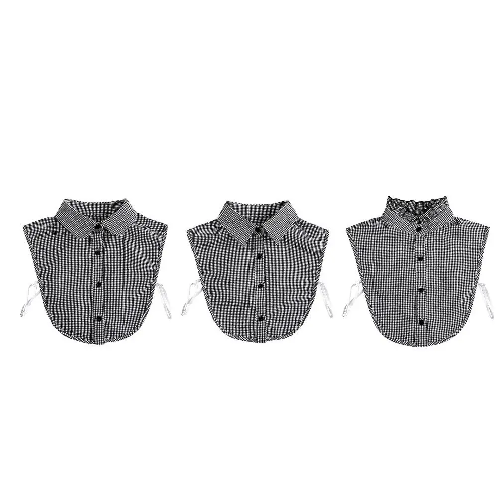 Detachable Plaid Fake Collar Houndstooth Sharp Collar Adjustable Neckline Korean Style Black False Blouse Collar