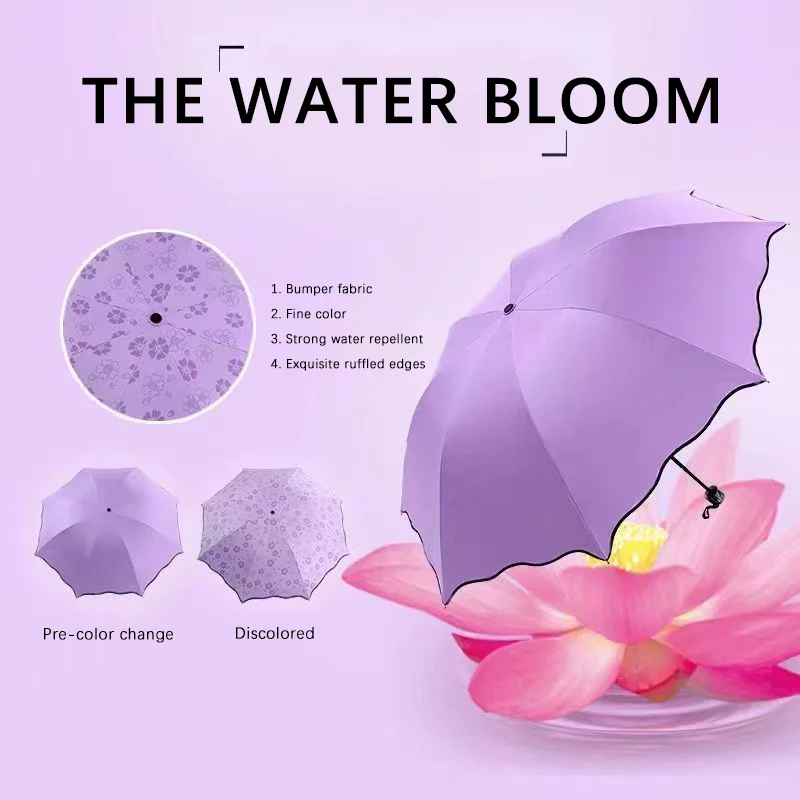 Red leaf Portable Manual Folding Umbrella Flowering Umbrella in Water Black Glue Coated Light Weight UV Umbrella