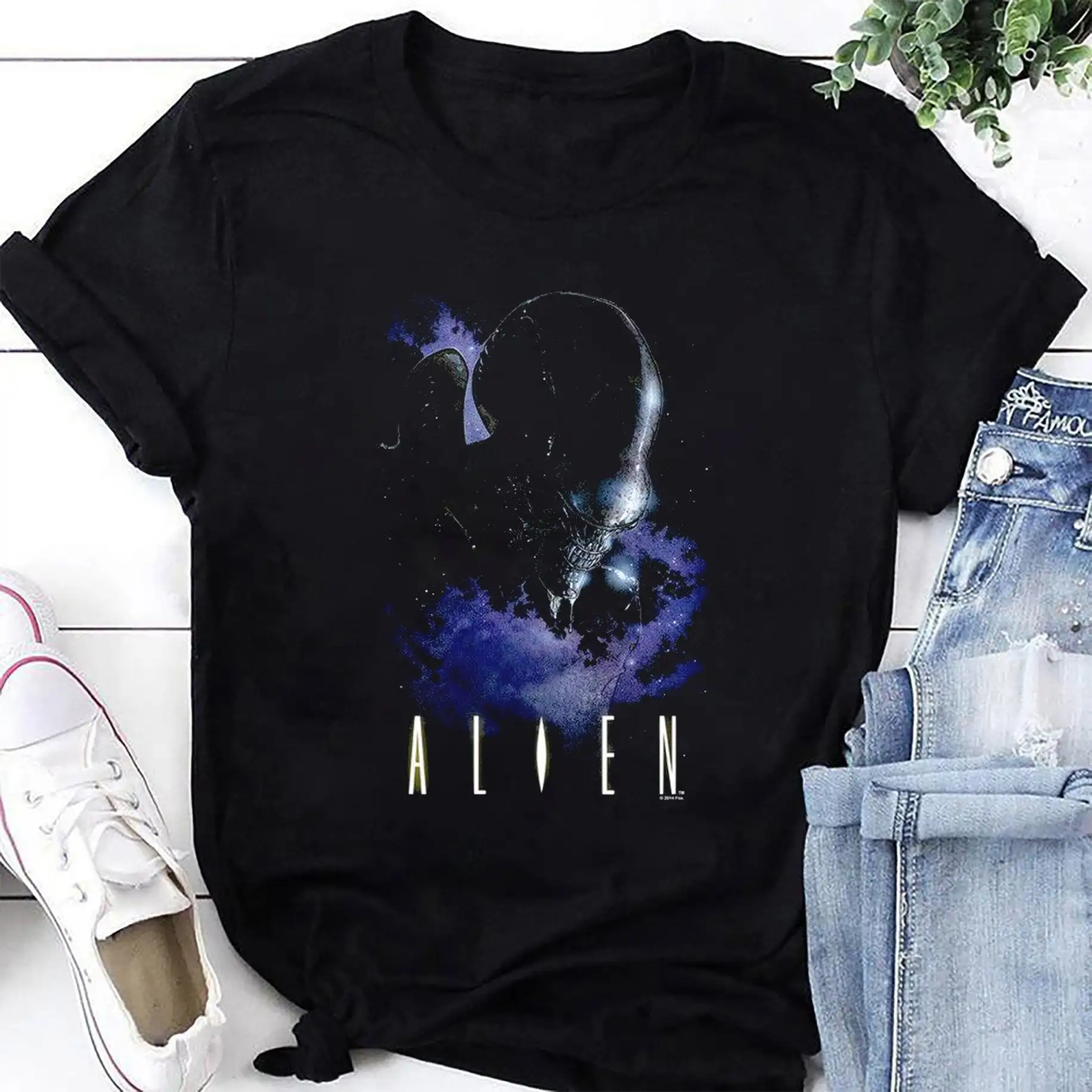 Alien Xenomorph In Space T Shirt Aliens Sci Fi Horror Movie Retro Fan s Merch