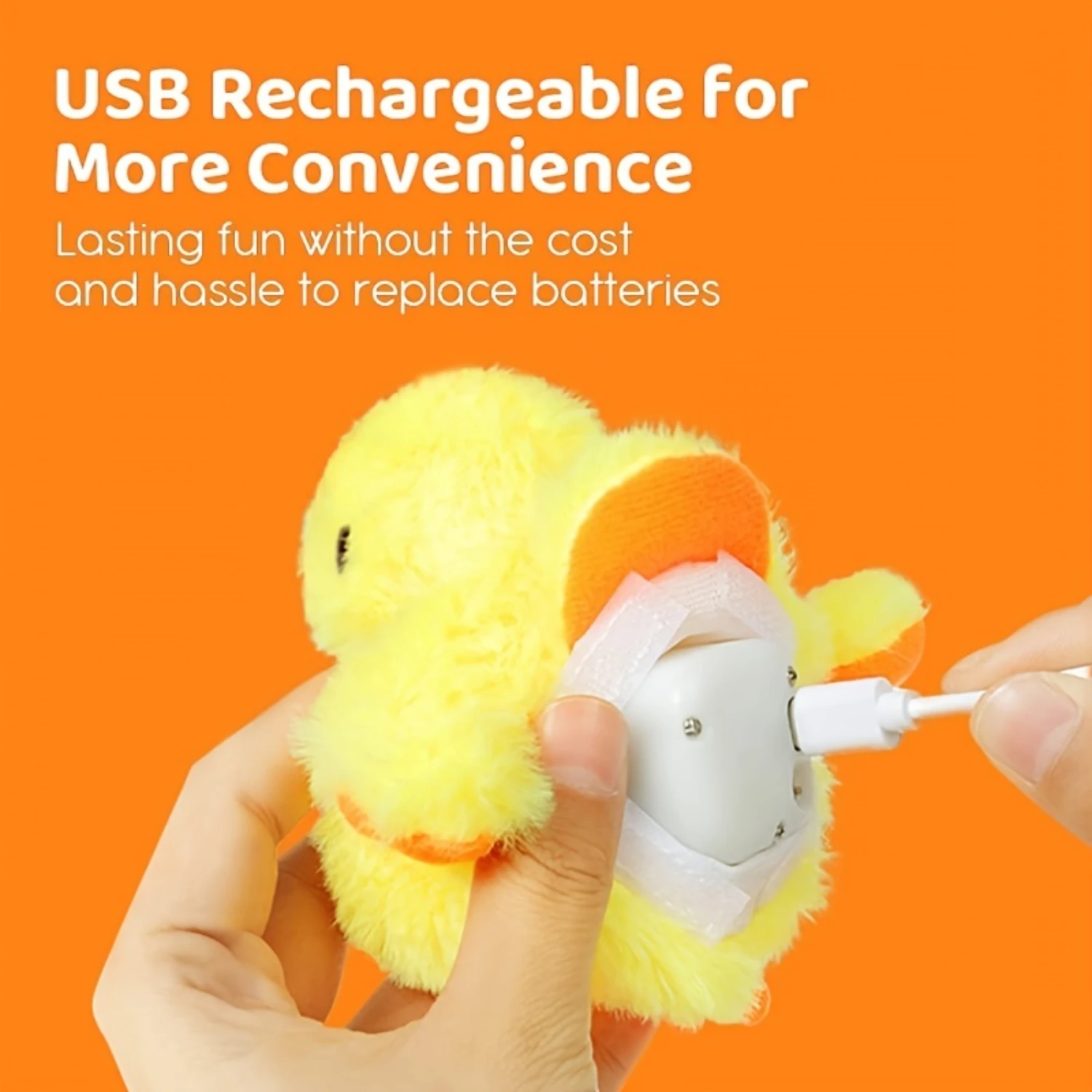 Rechargeable Dual-Powered Interactive Flapping Wings Duck Toy - All Breed Sizes Plush  Cat Toy for Exercise, Fun, and Stimulatio