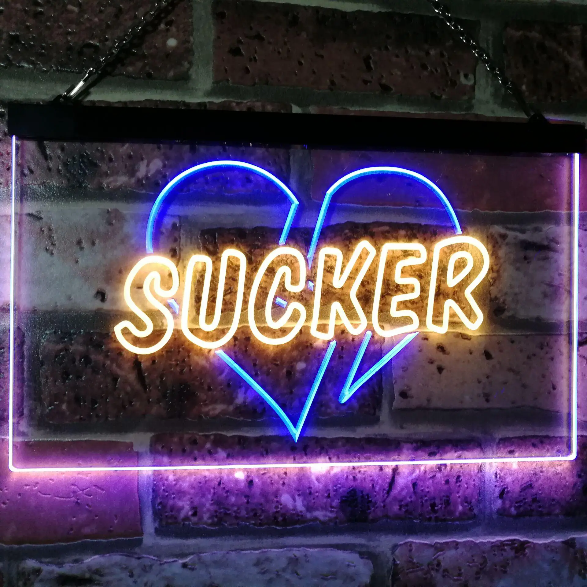 

Двухцветная светодиодная неоновая вывеска Sucker Broken Heart st6-i3079