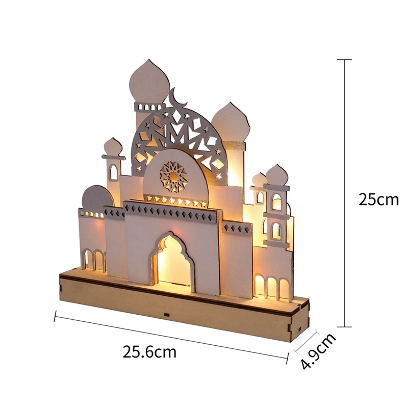 C Wooden Eid Mubarak LED Night Light Muslim Ramadan Decor For Home Islamic Muslim Party Mubarak Decor Party Supplies Durable