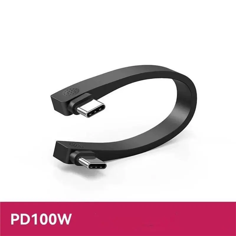 USB4 Full-Function Type-C 4K 20Gbps 100W Fast Charging Short Right-Angle Flat Cable Thunderbolt-Compatible 4/5 Interface