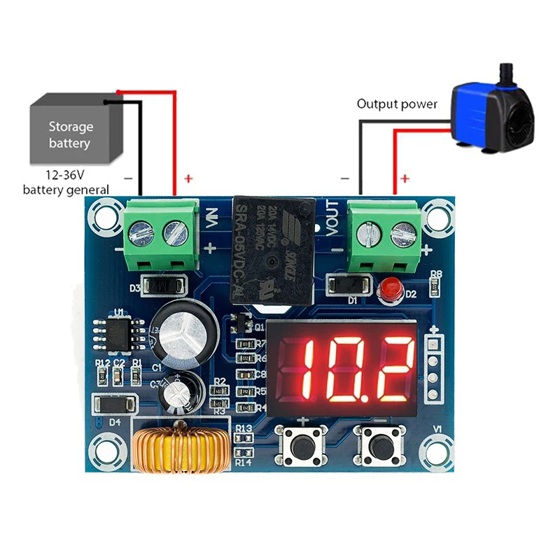 XH-M609 Low Voltage Disconnect Switch Cut Off 12V 24V 36V Digital LED Display Over-Discharge Protect for 12-36V Lithium Battery