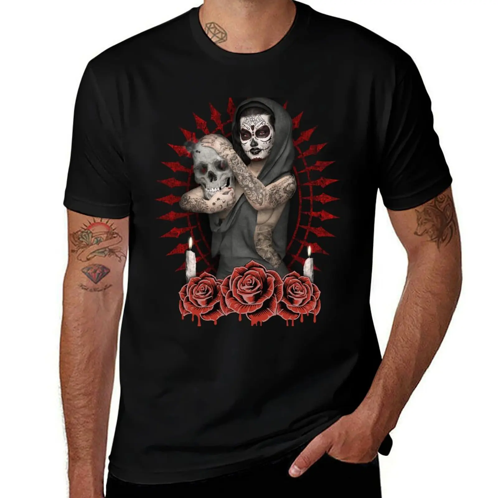 Sugar Skull Girl Day Of The Dead T-Shirt Summer Casual Loose T-Shirt