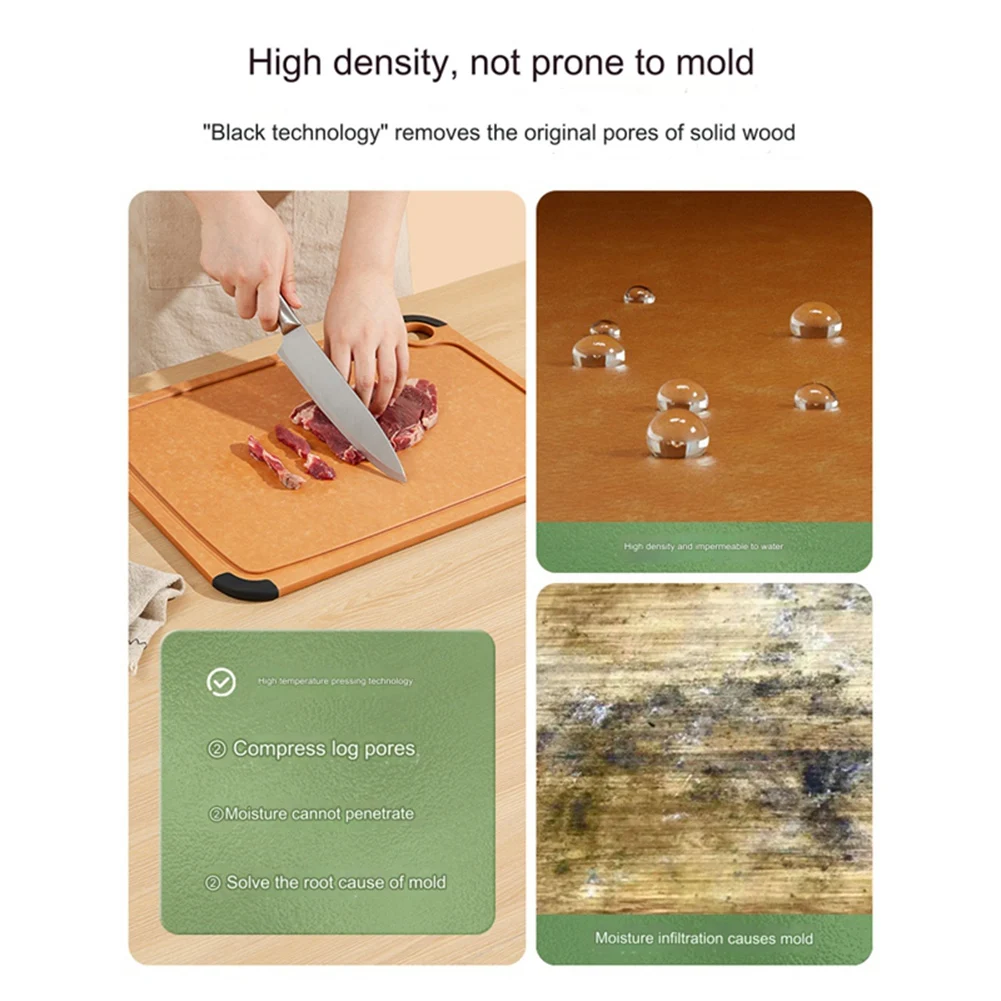 

J1UL1N Cutting Board For Kitchen- Natural Wood Fiber Composite, Dishwasher Safe, Eco-Friendly, Juice Grooves, Non-Slip Feet A Du