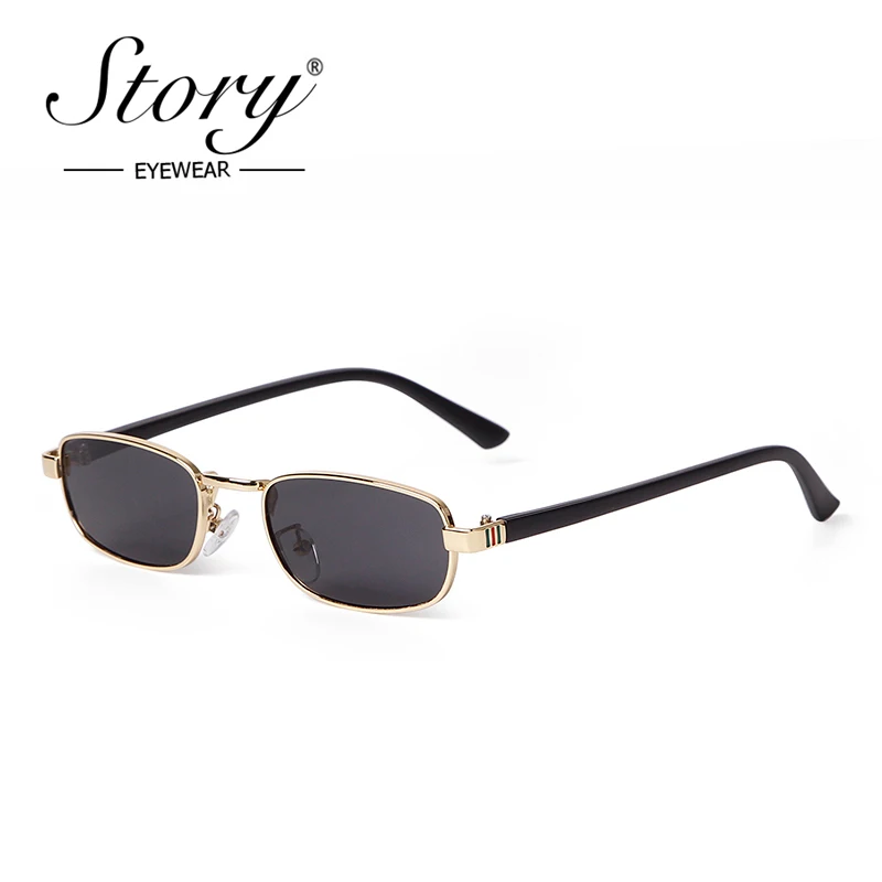 Lunettes de soleil rétro classiques rectangulaires STORY pour hommes et femmes, marque de luxe, design vintage, monture étroite et petite, S9657A