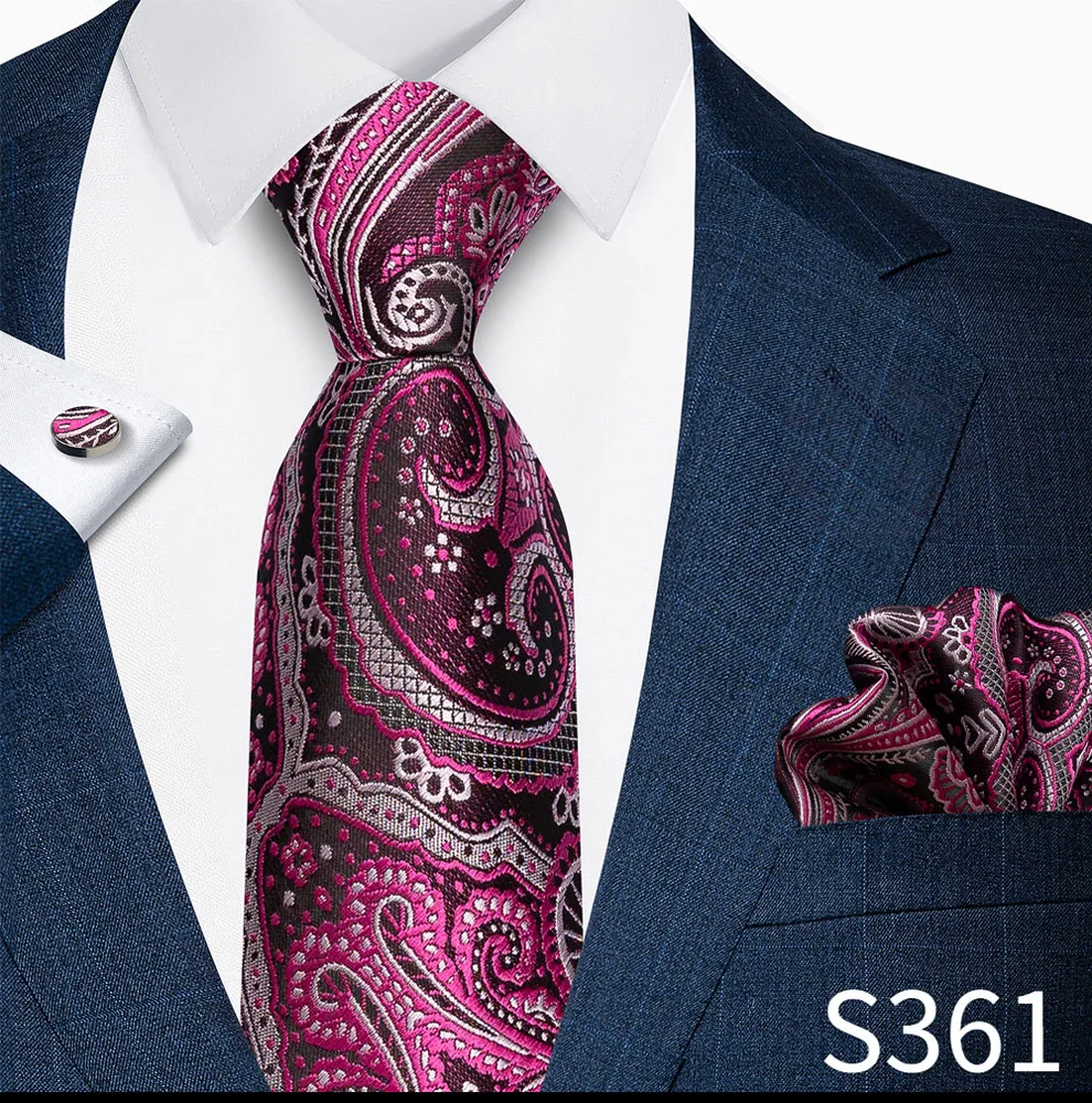 Luxusmarke, 8 cm, Krawatten-Einschubtaschentücher und Manschettenknöpfe-Set für Herren, goldenes Paisley-Muster, Geburtstagsgeschenk, Krawatten- und Anzugaccessoires, passend für Partys. – Detail 5