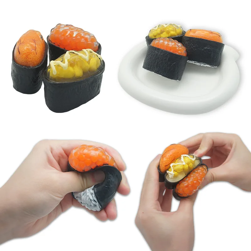 Simulation Sushi Squeeze Toys Funny Food Dolls TPR Decompression Rebound Gadgets Toys Children's Adults Stress Relief Venting