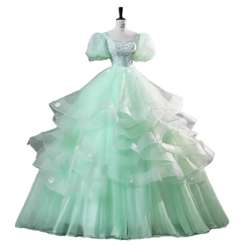 Vestido de casamento colorido vestido de noite desempenho palco mostrar magro feminino estudante arte exame vocal solo violoncelo plissado vestido longo