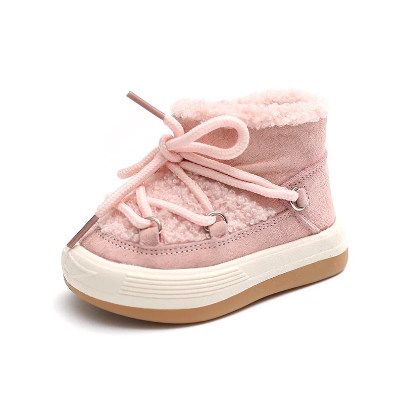 Brand Gril Boot 2025 Autumn New High Top Kid Shoes with Velvet Warm Kid Boot Baby Cotton Shoe Fashion Snow Boots Botas Para Niña