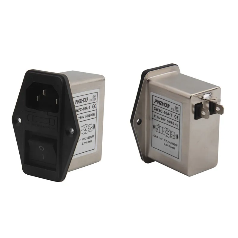 1pcs power socket insured switch three in one CANNY WELL EMI power filter CW2C-10A-T AC110V-250V 10A