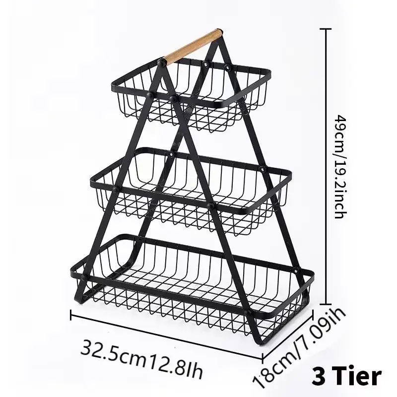 3Tier Countertop Fruit Basket,Portable Fruit Bowle Basket for Kitchen Organizer Storage & Fruits Vegetable Bread Snacks Basket