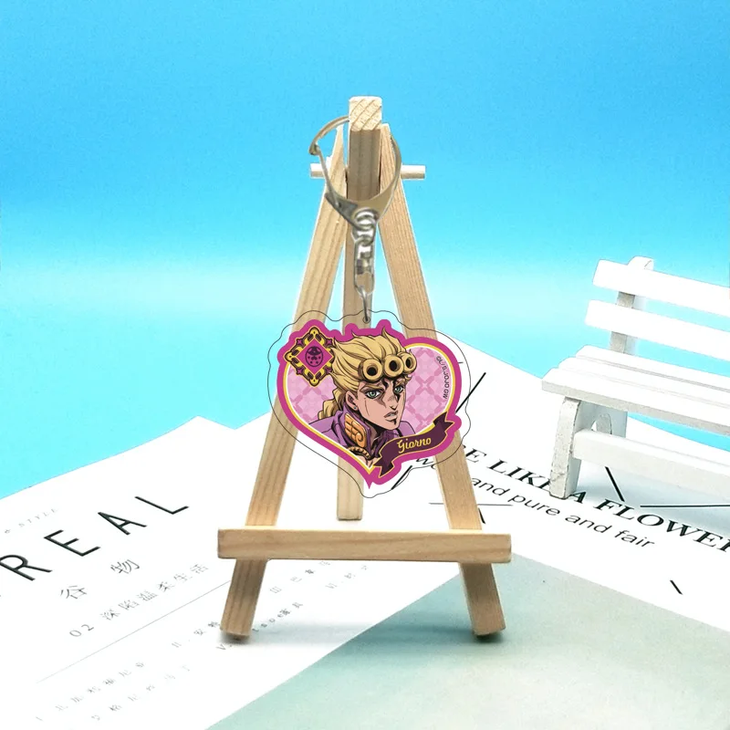 Anime Jojo\'s Bizarre Adventure heart-shaped Keychain Figure Pendant Metal Key Chain Car Keyring Bag Gift Accessories