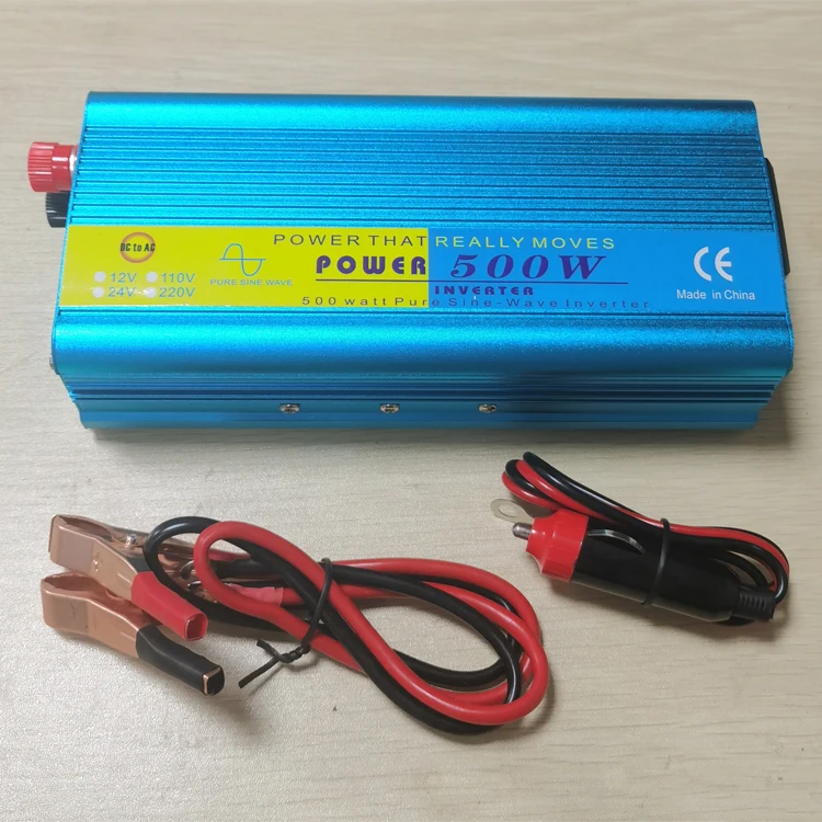 500W pure sine wave inverter 12V./24V. to 220V power converter with USB port