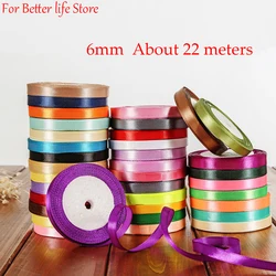 (25 yards/roll) 6mm Silk Satin Ribbons Christmas Halloween Birthday Party Gift Wrapping Ribbons DIY Handmade Crafts Material