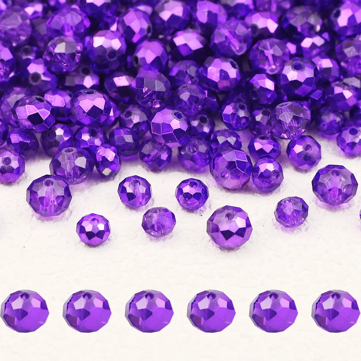 3/4/6/8mm Purple Austria Crystal Glass Beads Faceted Flat Round Spacer Loose Beads For Jewelry Making Bracelets DIY Accessories