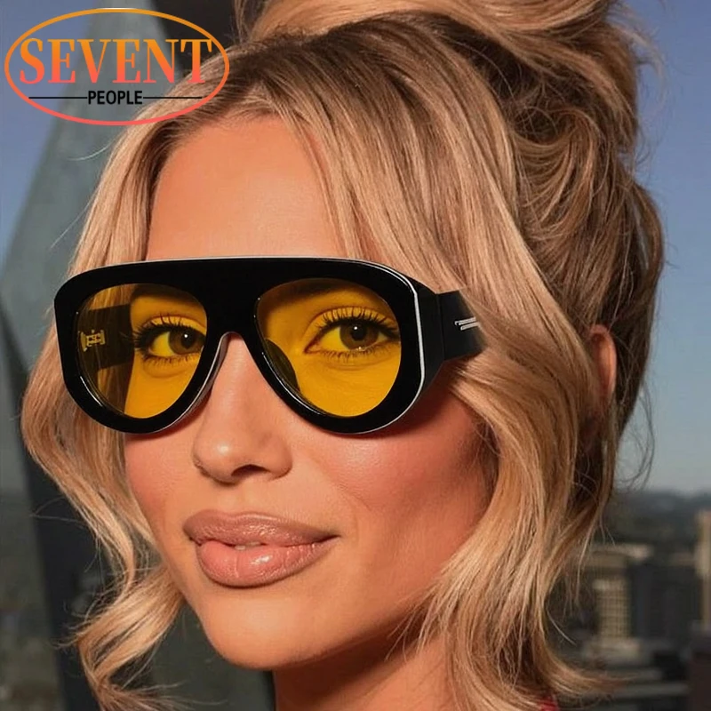 

Y2K Punk Pilot Shield Sunglasses Women 2026 Luxury Brand Vintage Oversized Toad Mirror Oval For Ladies Fashion Outdoor Shades