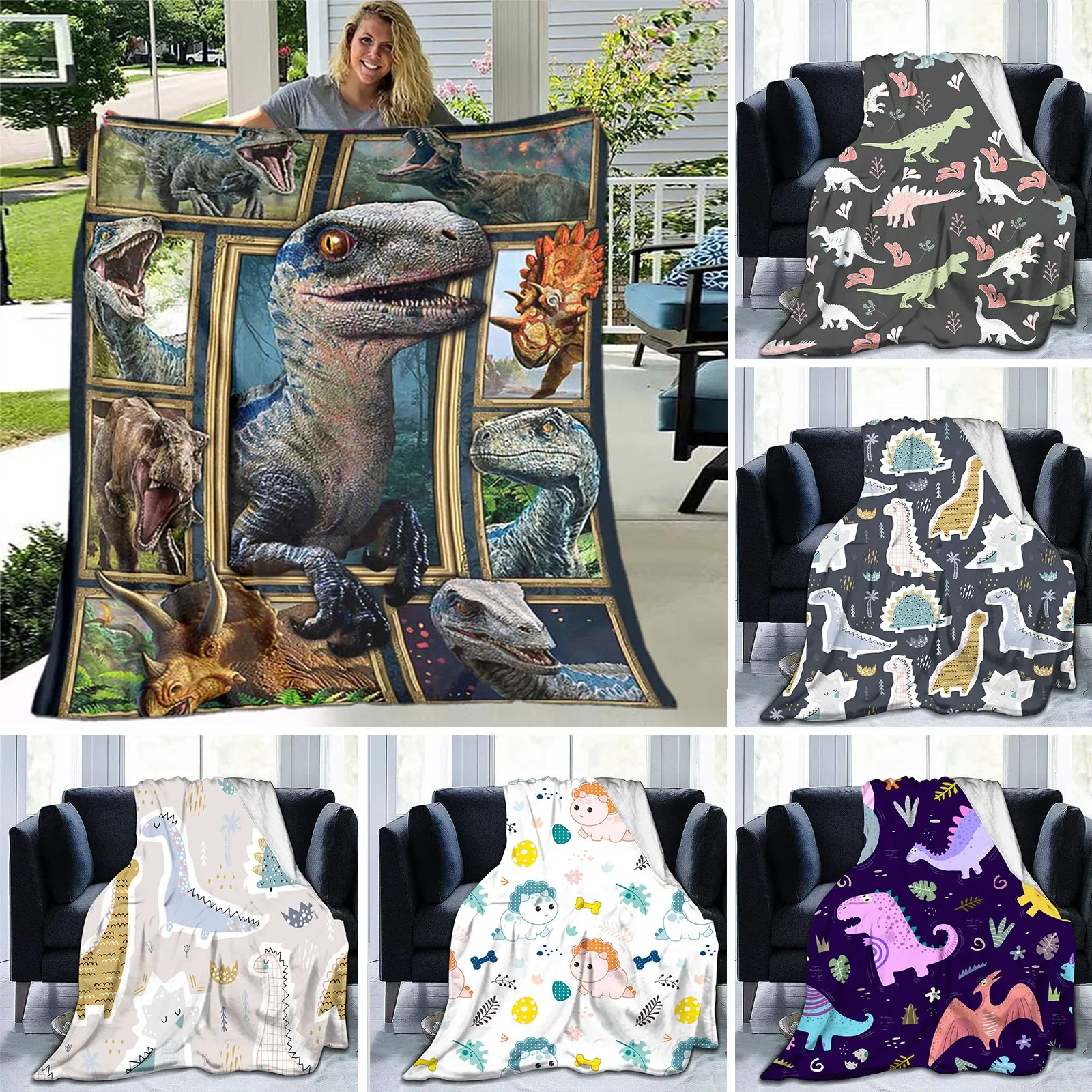 

Dinosaur Throw Blanket Kids Boys Ancient Animal Flannel Fleece Blanket Dragon Blankets for Couch Sofa Bedroom Living Room