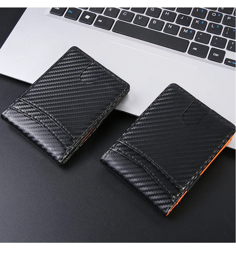 

Carbon Fiber Men Wallets Credit Card Holder Men's RFID Wallet Minimalist Front Pocket Money Clip Black Bifold Wallet for Men