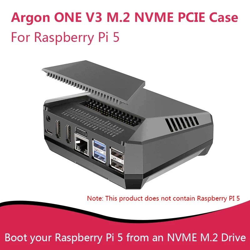 Argon One V3 M.2 NVME PCIE Case For Raspberry Pi 5 With Built-in Fan