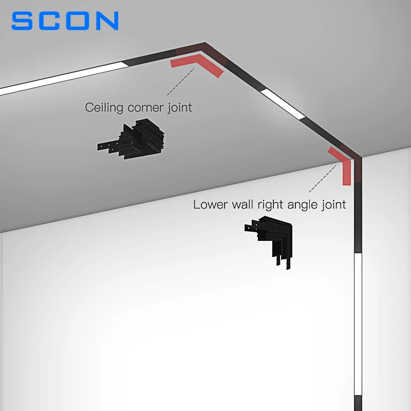 SCON Smart Home TUYA APP z możliwością przyciemniania wpuszczana reflektor szynowy magnetyczna kratka lampy przy powodzi nowoczesnej reflektory LED