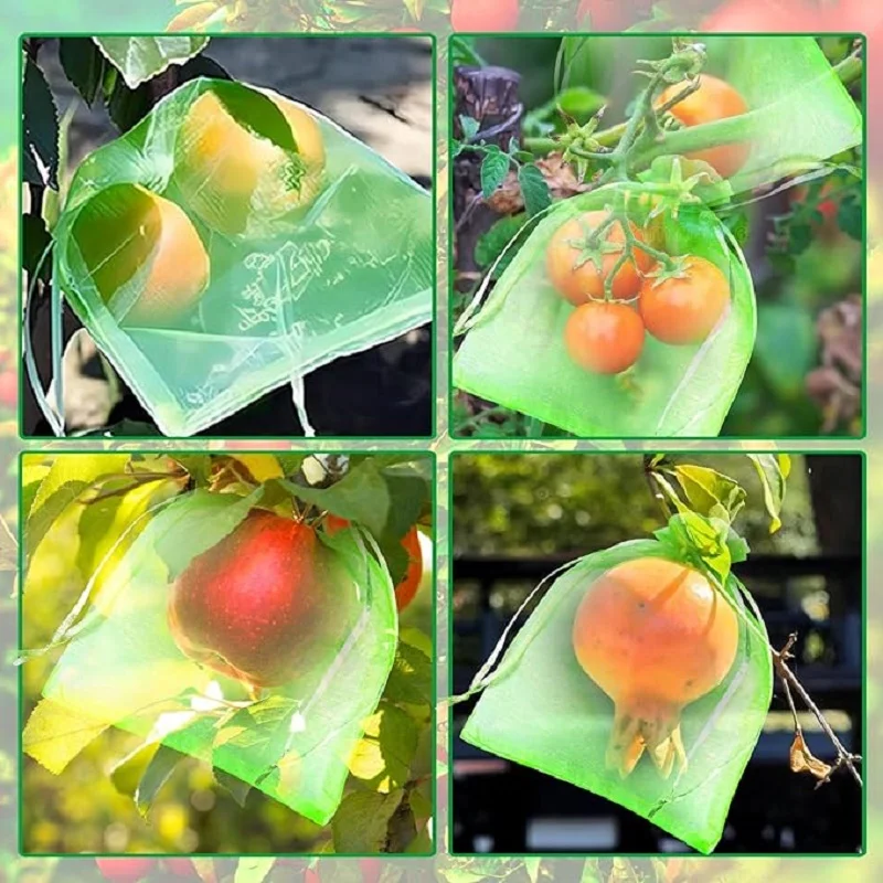 Plant Fruit Protection Bags 50Pcs Grow Netting Control Plants Grow Gardening Drawstring Bags Anti Bird Net Garden Tool