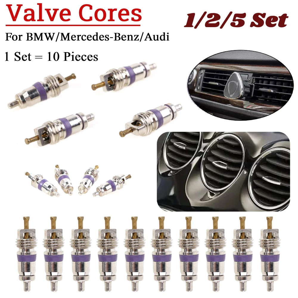 1/2/5 Set Automobile Exterior Repair Components Universal Copper Valve Cores for R134a Car A/C Air Conditioning Valves 10pcs/lot