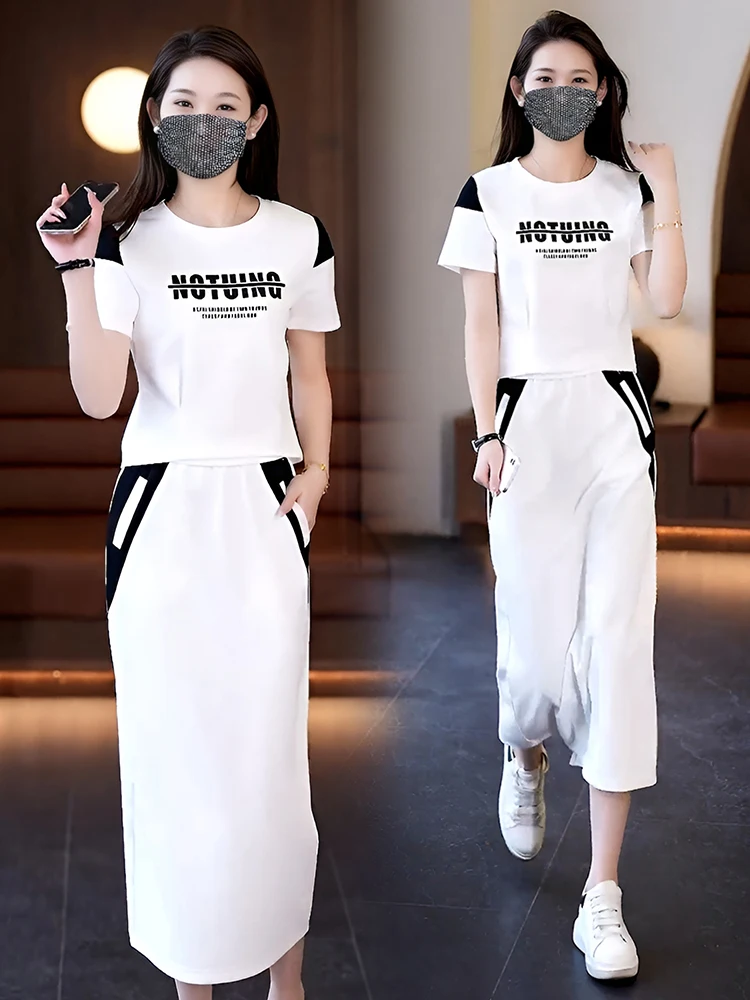 

Faionable Casual Sportswear Set Women's Summer 2026 New Sle Trendy ort Sve Skirt Two-Piece Suit Polyester Fiber