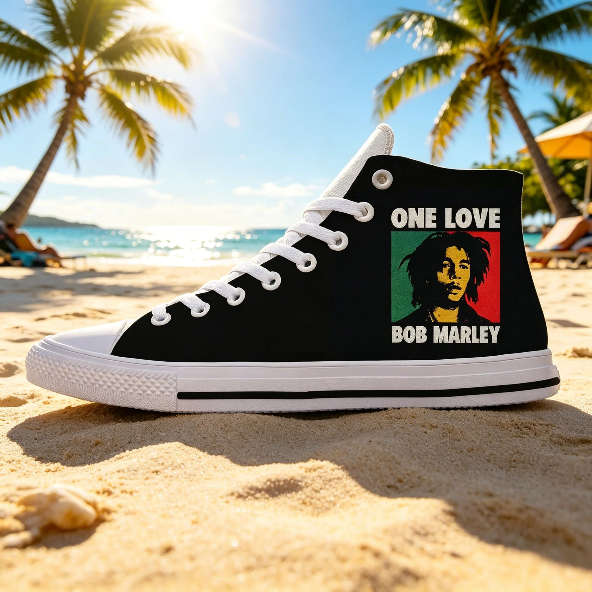 

Bob Marley Vintage High Top Sneakers Legend Reggae Singer Graphic Soft Sole Wear Resistant Unisex Footwear