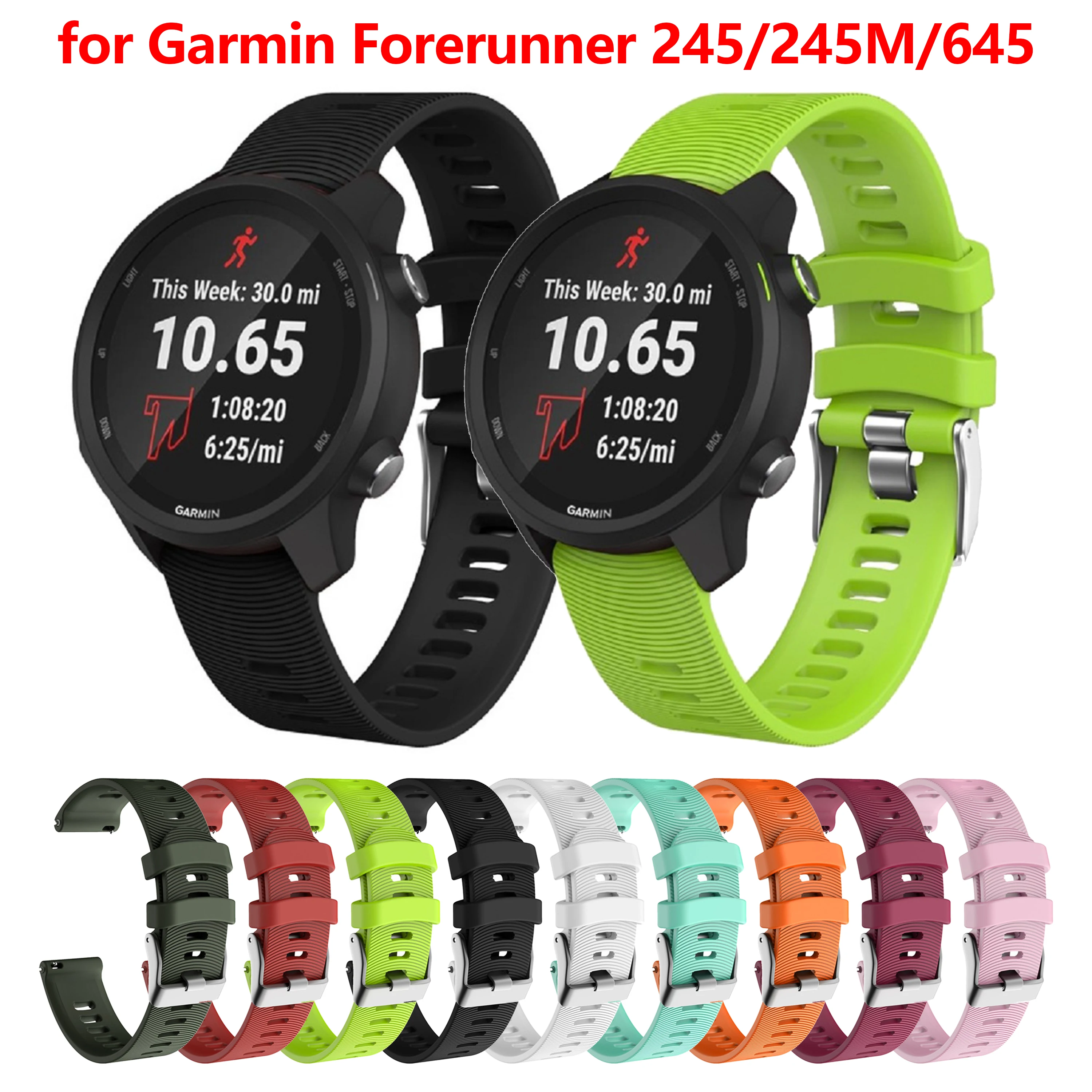 For Forerunner 245 245 Music 20mm Silicone Strap band for Garmin Vivoactive 3 Smart Wristband Huawei Watch gt2 gt3 42mm bracelet