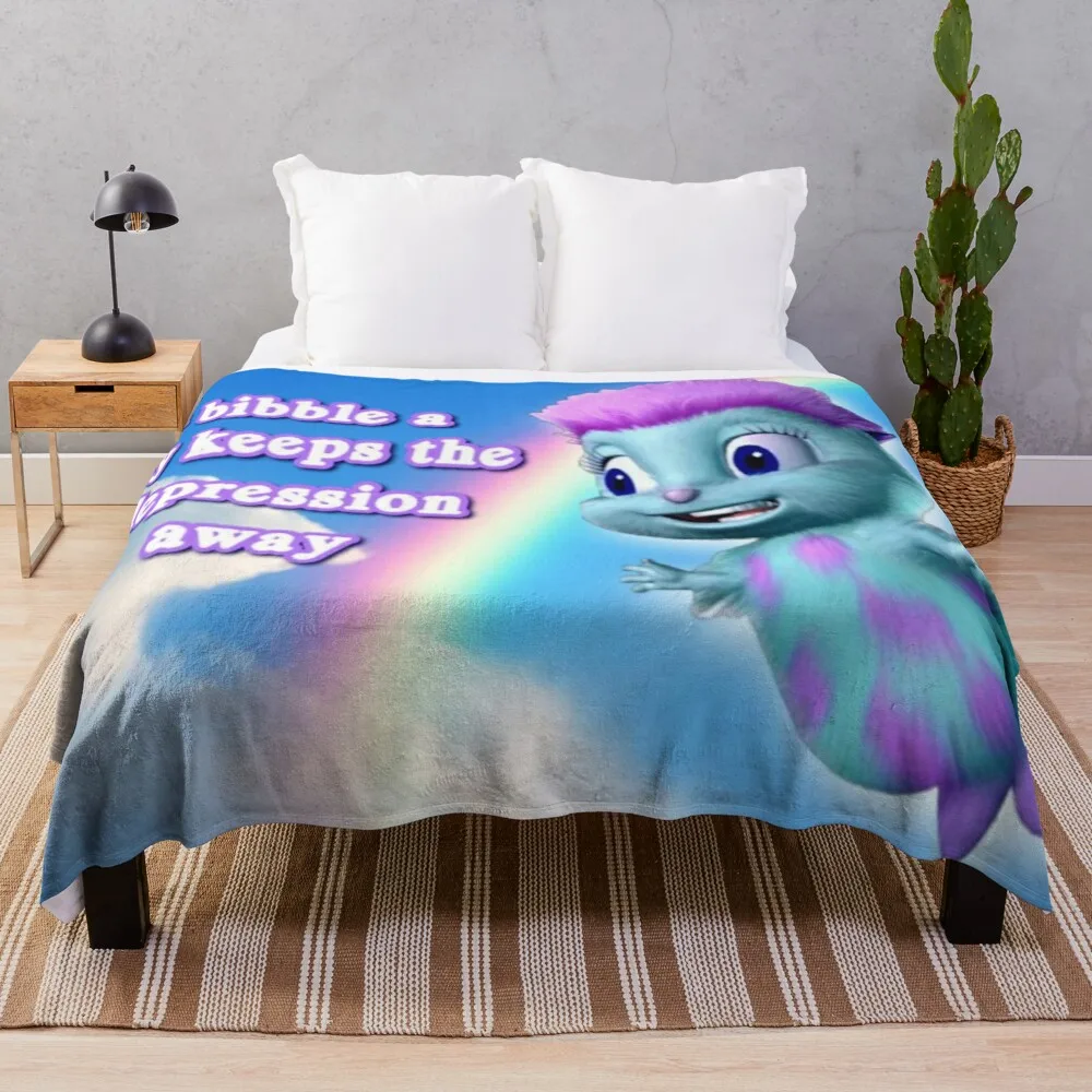 

a bibble a days keeps the depression away Throw Blanket Kawaii Blanket