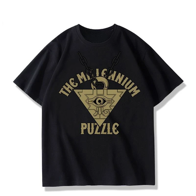 

Yu-Gi-Oh! Pharaoh's Millennium Building Blocks Summer TShirt Men Cotton Street Y2K Harajuku Retro Loose Sleeve Unisex
