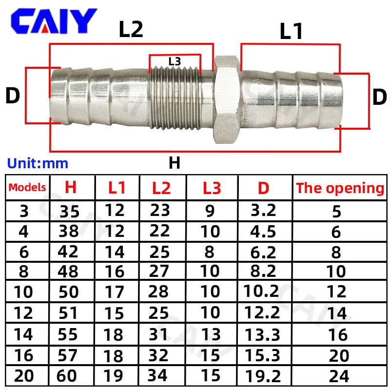 304 Stainless Steel Pipe Fitting Hose Barb Partition Board Connector 3 4 6 8 10 12 16 20 32mm Water Gas Barbed Coupler Adapter