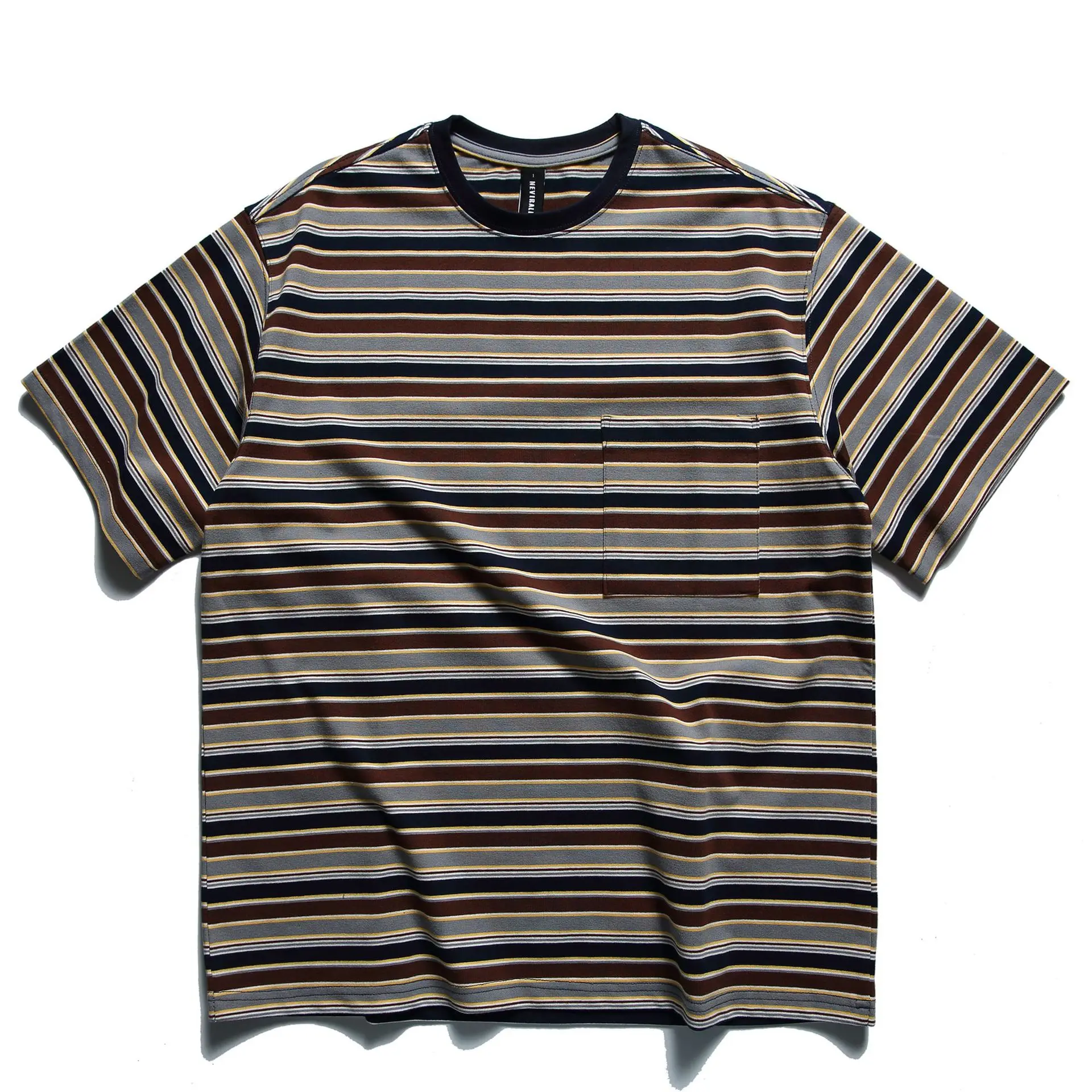 Summer Japanese retro Amikaji striped short sleeved T-shirt