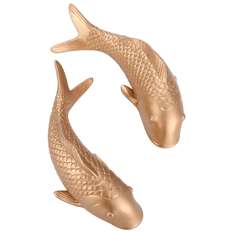 LICE-2 pezzi in resina carpa pesce dorato appeso a parete ornamento personalità figurine di pesce per la decorazione della parete di sfondo del ristorante di casa