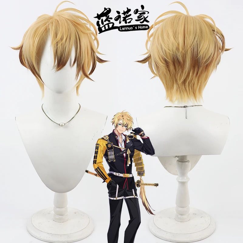

Anime Touken Ranbu Kobizen Nobufusa Cos Cosplay Wig Halloween Carnival Party Props Synthetic Hair Heat Resistant Fiber + Wig Cap