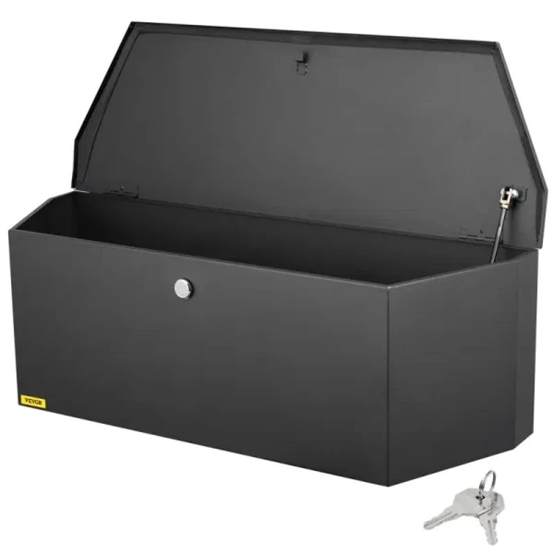 Trailer Tongue Box Carbon Steel Tongue Box Tool Chest Heavy Duty Trailer Box Storage with Lock and Keys Utility Trailer