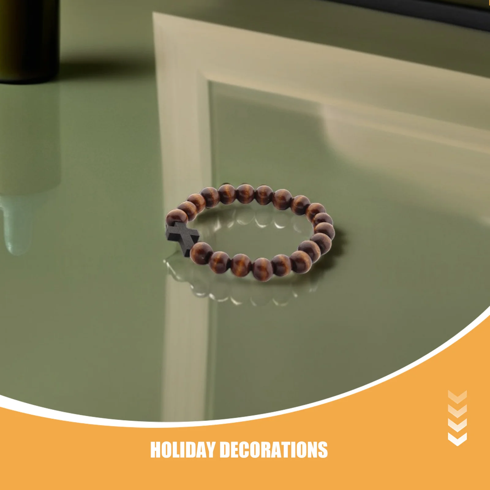 สร้อยข้อมือลูกปัดไม้ทำมือ 5 ชิ้น พร้อมจี้ไม้กางเขน สำหรับสื่อถึงศรัทธาทางศาสนา คริสต์นิกายคาทอลิก  เหมาะสำหรับผู้ชายและผู้หญิง