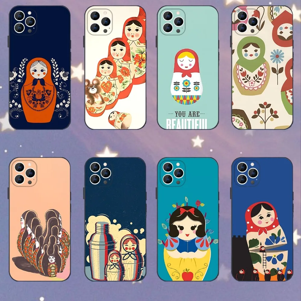 

Russian Dolls Matryoshka Phone Case For iPhone 16,15,14,13,12,11,Mini,Pro,SE,MAX White Matte Shockproof Cover