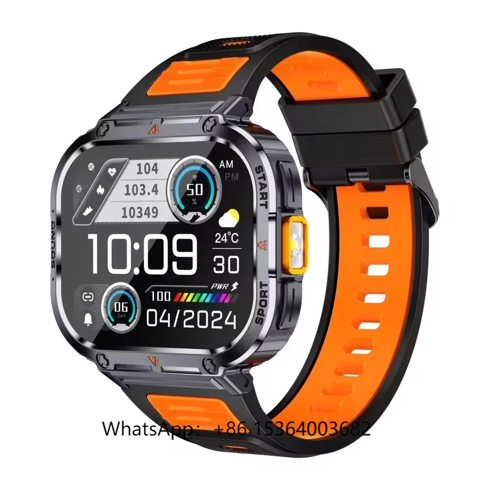 

IP68 Waterproof 2.0 Inch Smart Watch with Flashlight Heart Rate Blood Oxygen Men Outdoor Sports Smartwatch NX23
