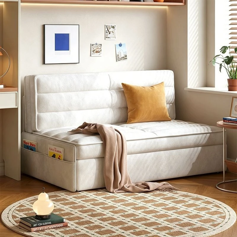 Multifunctional folding storage pull-out bed single living room fabric retractable sofa
