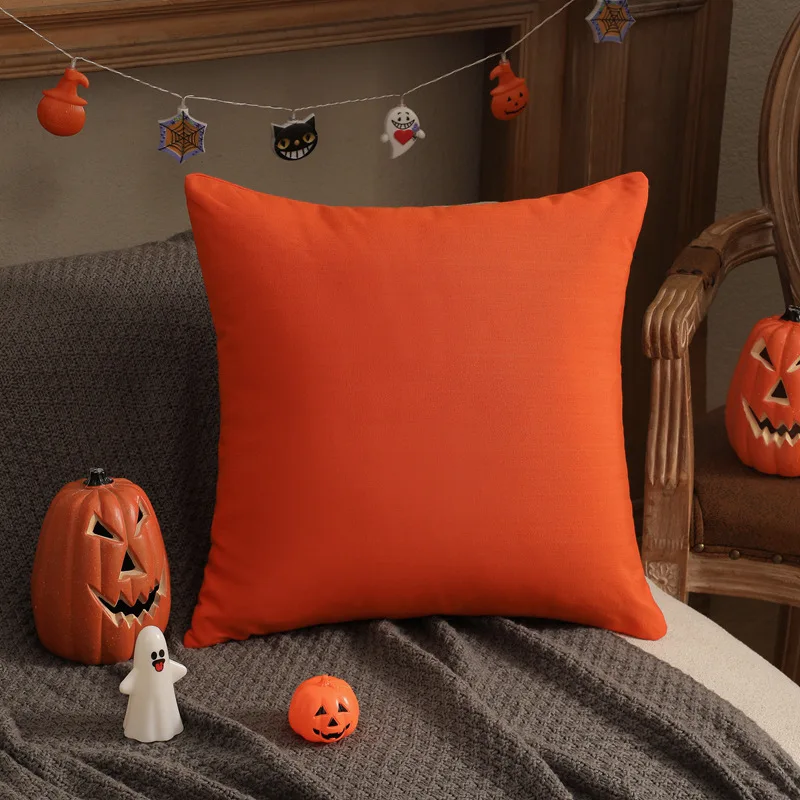 Sarung Bantal Kotak Warna Solid Sederhana Halloween Baru untuk Rumah Sofa Tempat Tidur Sarung Bantal Lempar Dekorasi Ruang Tamu