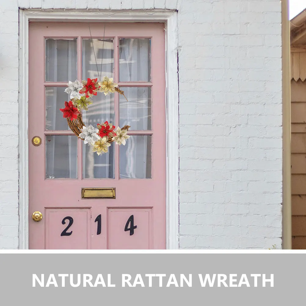 

2Pcs Moon Shape Wreath Rattan Rings DIY Frames Natural Rustic Craft Circles for Holiday Flower Wreath Making DIY Rattan Ring