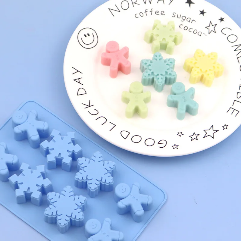8-piece snowflake gingerbread man DIY baking mold, handmade glue mold, fire paint wax standing mold