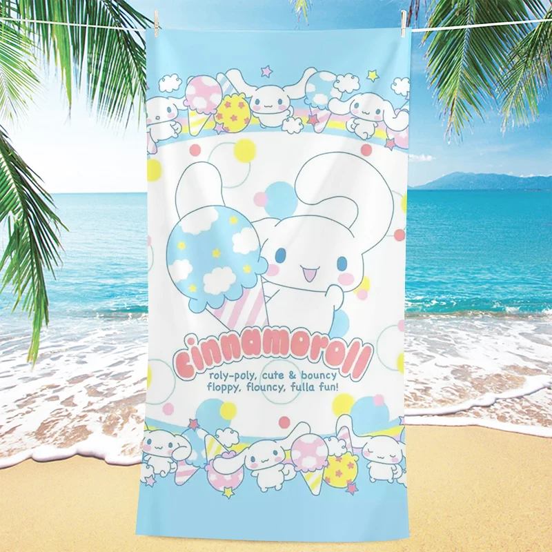 Cinnamoroll Beach Towel Cartoon Cute Bath Towel for Kids Girls Teens Seaside Decor Swimming Pool Travel Microfiber Quick-drying