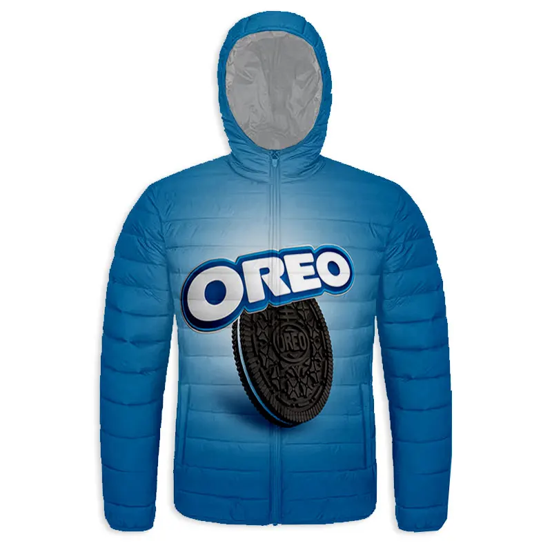 New Fashion 3D Printed  OREO  Zipper Down-filled Coat  Hooded Sweatshirts Harajuku Hoody Tops Clothing