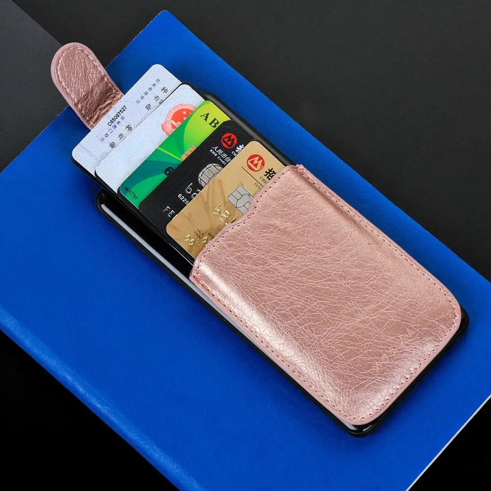 Universal 5 Card Pockets Stick On Cellphone Pocket Sticker Card Sleeves Phone Wallet Case ID Card Holder