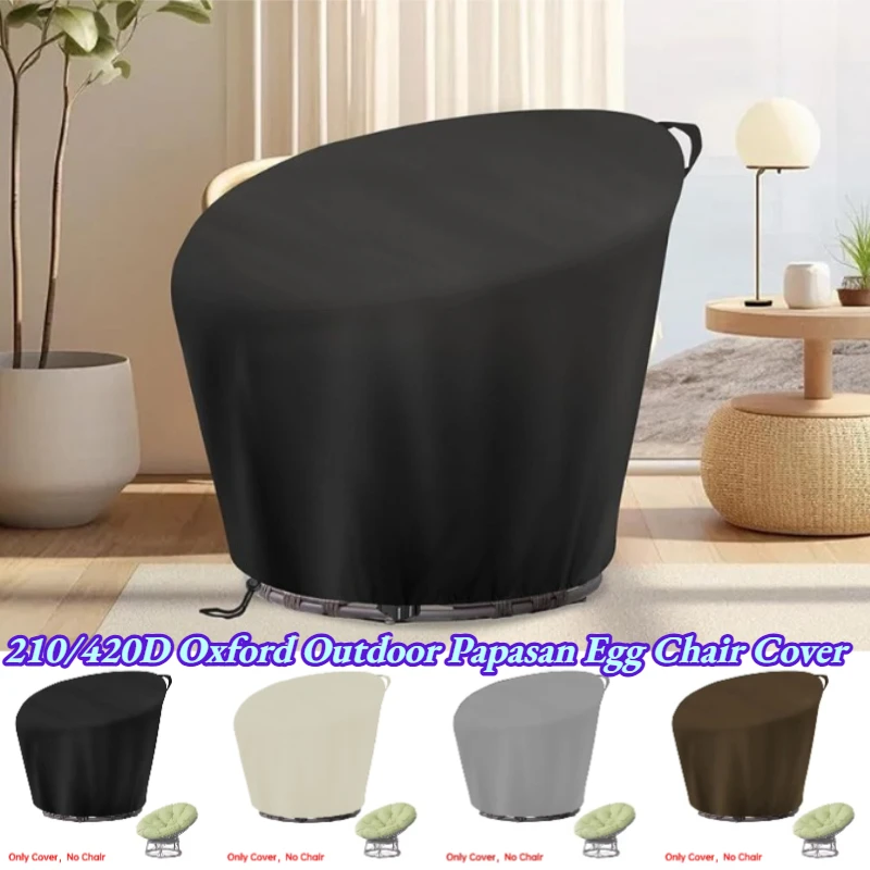 210/420D Oxford Outdoor Papasan Egg Chair Cover Waterproof Anti-UV All Weather Patio Round Lounge Protector for Garden Backyard