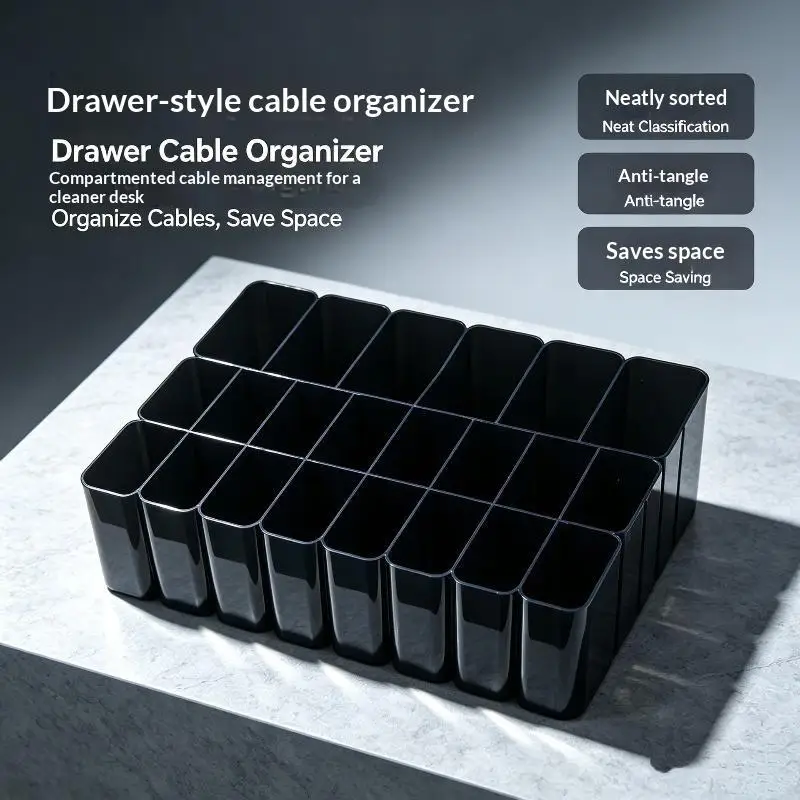 11 22 Grids 3D Printed USB Cable Storage Box Durable Reusable Organizer Travel Ready〔White〕